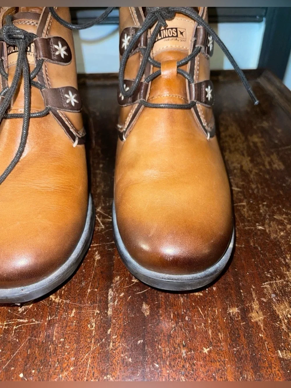 Like New Pikolinos Cognac Leather Lace-Up Ankle Boots - Size 39/8.5